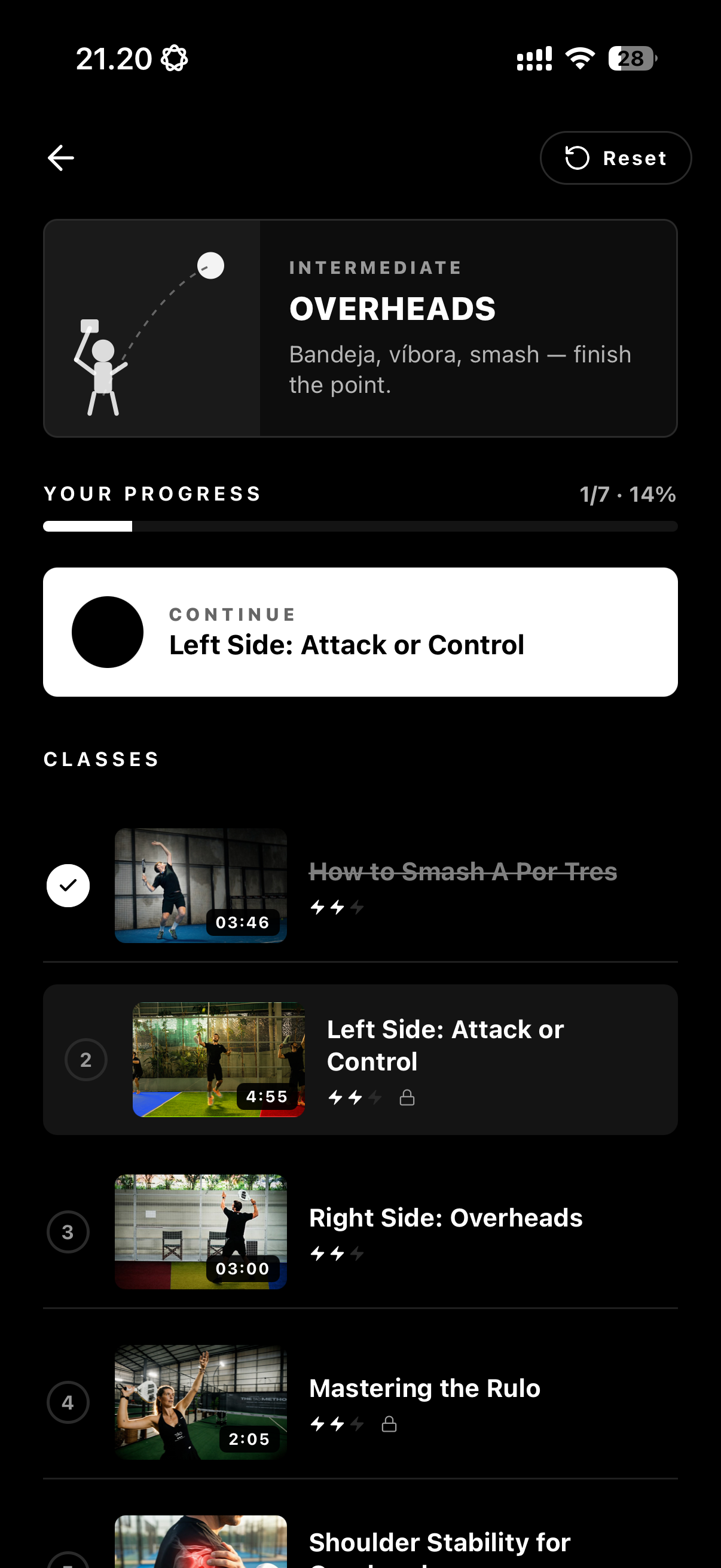 Course screen